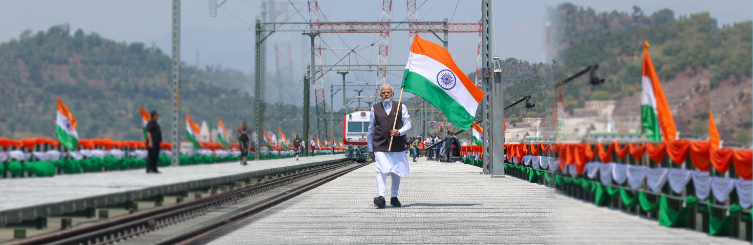 PM inaugurates Chenab Bridge and visits Bridge Deck, in Jammu and Kashmir