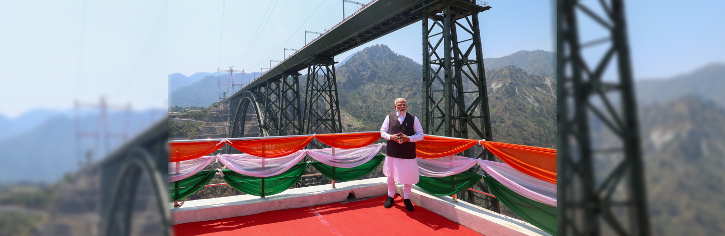 PM visits Chenab bridge, in Jammu and Kashmir