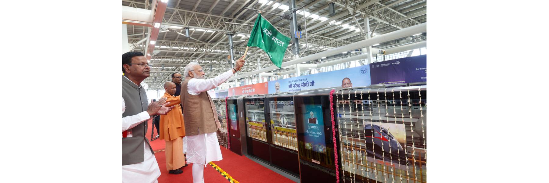 PM flags off Meerut Metro and Namo Bharat Train at Shatabdi Nagar Namo Bharat Station, in Meerut, Uttar Pradesh