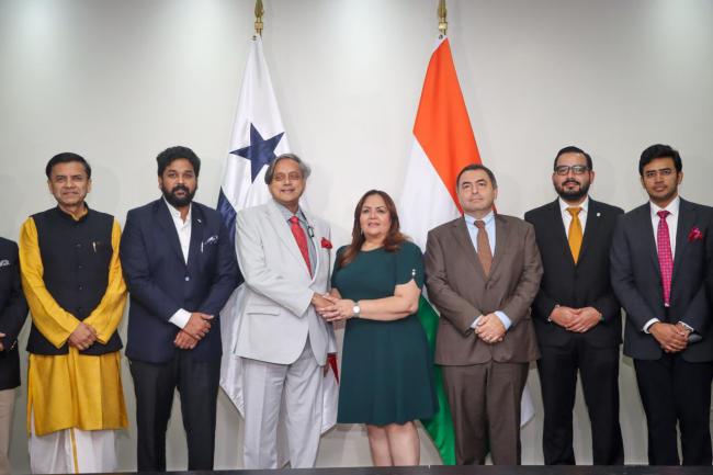 Parliament Delegation visiting Panama, led by Dr Shashi Tharoor met President (Speaker) of the National Assembly, Dana Castaneda.