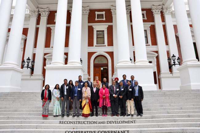 The All-party Parliamentary delegation meets Mr. Supra Obakeng Ramoeletsi Mahumapelo, Chairperson and other members of Parliamentary Portfolio Committee on International Relations and Cooperation, and updated them about Operation Sindoor.