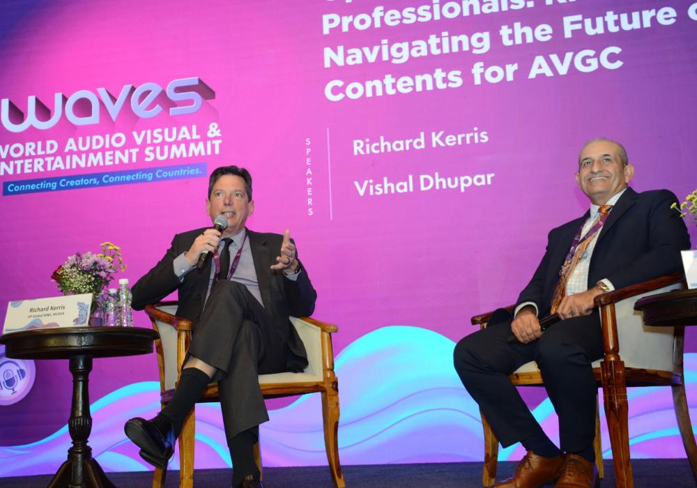 Mr. Vishal Dhupar, MD, NVIDIA and Mr. Richard G. Kerris, VP, NVIDIA elaborate about the role of AI in the future of content creation at Mumbai, in Maharashtra on May 01, 2025.