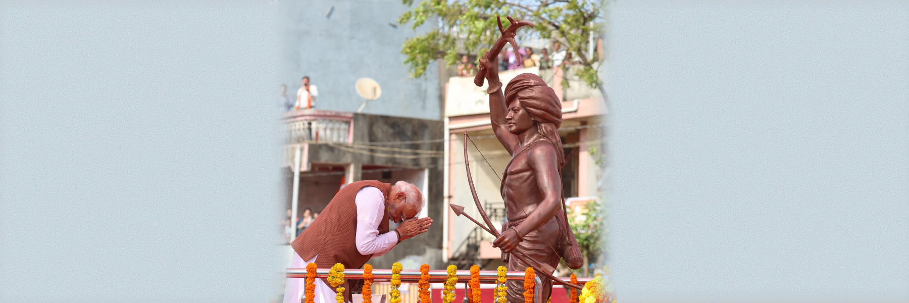 PM pays tribute to Bhagwan Birsa Munda on his 150th birth anniversary at Narmada, in Gujarat