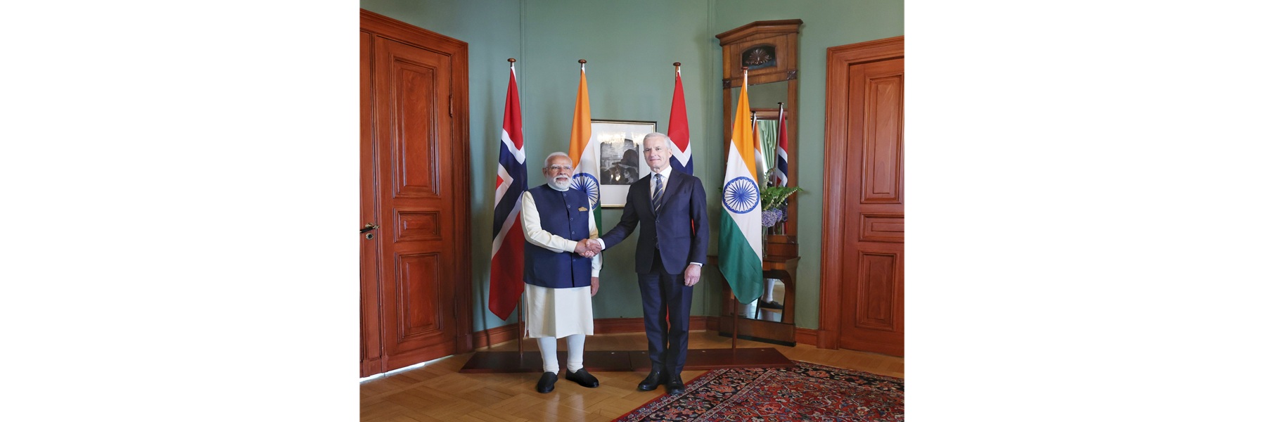 PM meeting with the Prime Minister of Norway, Mr. Jonas Gahr Store in Oslo, Norway