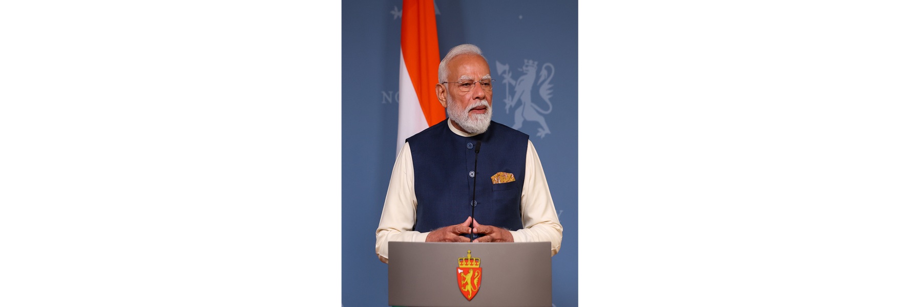 PM addressing at press statement in Oslo, Norway