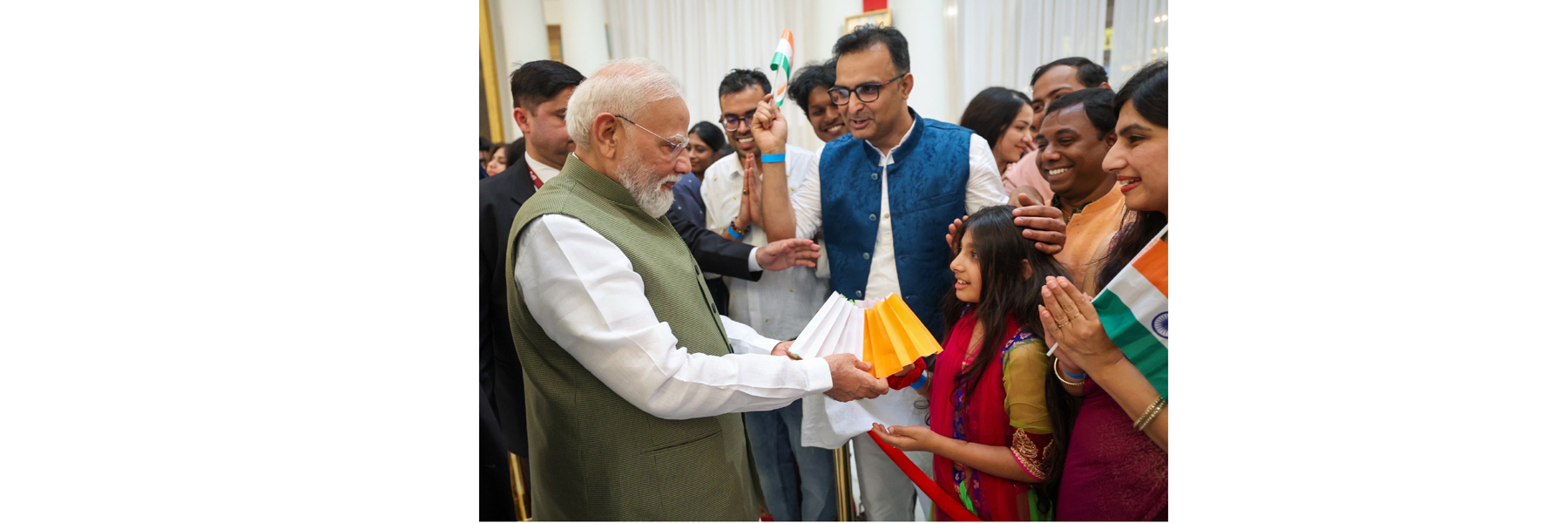 PM receives warm welcome by Indian Community on his arrival at Nice, in France.