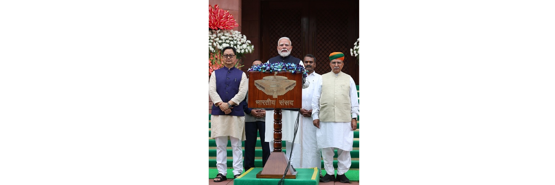 PM addressing the media on the first day of Monsoon Session of Parliament at Parliament House Complex, in New Delhi.
